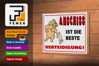 Holzschild Spruch 18x12cm Anschiss ist beste Verteidigung
