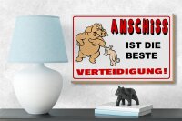 Holzschild Spruch 18x12cm Anschiss ist beste Verteidigung