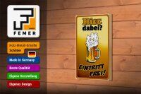 Holzschild Alkohol 12x18 cm Bier dabei Eintritt frei