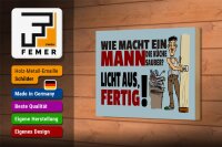 Holzschild Spruch 18x12cm wie macht ein Mann Küche sauber