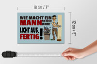 Holzschild Spruch 18x12cm wie macht ein Mann Küche sauber