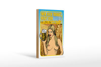 Holzschild Pinup 12x18cm wer Bier trinkt hilft