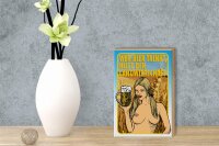 Holzschild Pinup 12x18cm wer Bier trinkt hilft