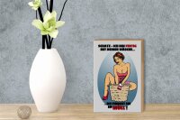 Holzschild Pinup 12x18cm Schatz bin fertig mit Wäsche
