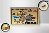Holzschild Spruch 18x12cm der frühe Vogel fängt den Wurm