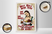 Holzschild Pinup 12x18cm wer Bier nicht liebt ein Blödel