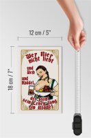 Holzschild Pinup 12x18cm wer Bier nicht liebt ein Blödel