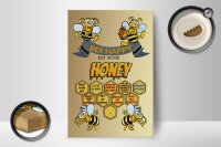 Holzschild Spruch 12x18cm Bee happy eat more honey Honig