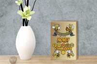 Holzschild Spruch 12x18cm Bee happy eat more honey Honig