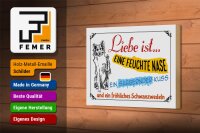 Holzschild Spruch 18x12cm Liebe ist eine feuchte Nase Kuss
