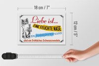 Holzschild Spruch 18x12cm Liebe ist eine feuchte Nase Kuss
