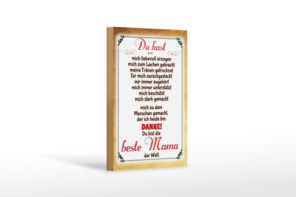 Holzschild Spruch 12x18cm Danke du bist die Beste Mama