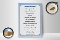 Holzschild Spruch 12x18cm Geschwister immer füreinander da