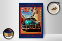 Holzschild Cuba 12x18cm Havana Cuba blaues Auto