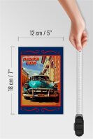 Holzschild Cuba 12x18cm Havana Cuba blaues Auto