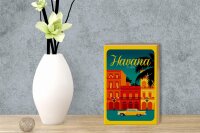Holzschild Havana 12x18cm Cuba Zeichnung gelbes Auto