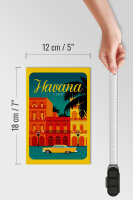 Holzschild Havana 12x18cm Cuba Zeichnung gelbes Auto