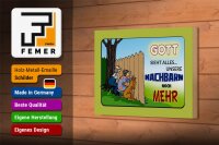 Holzschild Spruch 18x12cm Gott sieht alles Nachbarn mehr