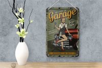 Blechschild Retro 12x18cm Pinup welcome to Garage service