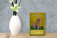 Holzschild Spruch 12x18cm Labradoodle Hund froh und clever