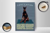 Holzschild Spruch 12x18cm Dobermann lernt schnell Hund