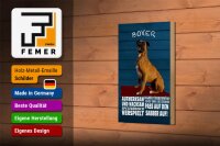 Holzschild Spruch 12x18cm Boxer Hund aufmerksam wachsam