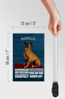 Holzschild Spruch 12x18cm Boxer Hund aufmerksam wachsam