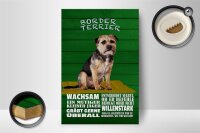 Holzschild Spruch 12x18cm Border Terrier Hund wachsam