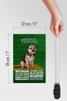 Holzschild Spruch 12x18cm Border Terrier Hund wachsam