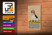 Holzschild Spruch 12x18cm Beagle Hund gutmütig liebt jeden