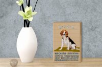 Holzschild Spruch 12x18cm Beagle Hund gutmütig liebt jeden