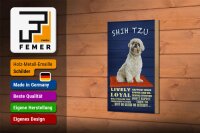 Holzschild Spruch 12x18cm Shih Tzu Hund lively loyal