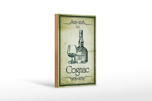 Holzschild Alkohol 12x18cm 1920 Cognac Retro