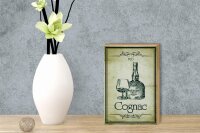 Holzschild Alkohol 12x18cm 1920 Cognac Retro