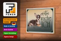 Holzschild Hund 18x12cm Welsh Corgi hier wache ich