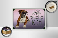 Holzschild Hund 18x12cm Deutscher Boxer hier wache ich
