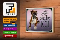 Holzschild Hund 18x12cm Deutscher Boxer hier wache ich