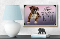 Holzschild Hund 18x12cm Deutscher Boxer hier wache ich