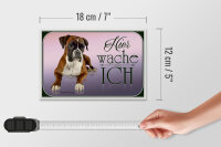 Holzschild Hund 18x12cm Deutscher Boxer hier wache ich