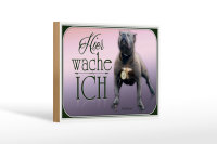 Holzschild Hund 18x12cm Pit Bull Terrier hier wache ich