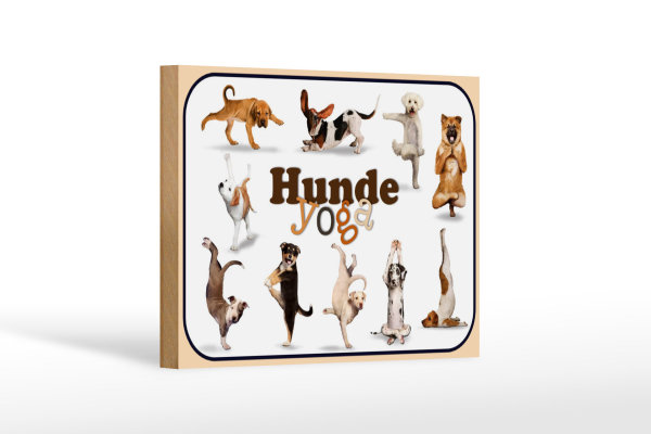 Holzschild Hund 18x12cm Hunde Yoga Wanddeko