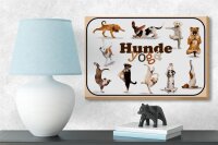 Holzschild Hund 18x12cm Hunde Yoga Wanddeko