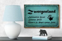 Holzschild Zwergenland 18x12cm Aufräumfreie Zone Reich