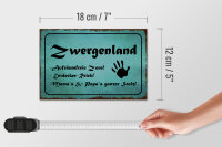 Holzschild Zwergenland 18x12cm Aufräumfreie Zone Reich