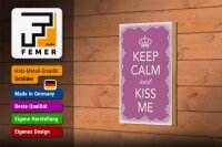 Holzschild Spruch 12x18cm Keep Calm and kiss me Krone