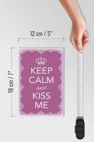 Holzschild Spruch 12x18cm Keep Calm and kiss me Krone