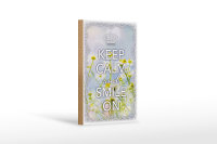 Holzschild Spruch 12x18cm Keep Calm and smile on Krone
