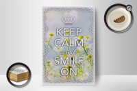 Holzschild Spruch 12x18cm Keep Calm and smile on Krone
