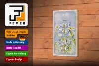 Holzschild Spruch 12x18cm Keep Calm and smile on Krone