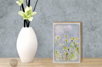 Holzschild Spruch 12x18cm Keep Calm and smile on Krone